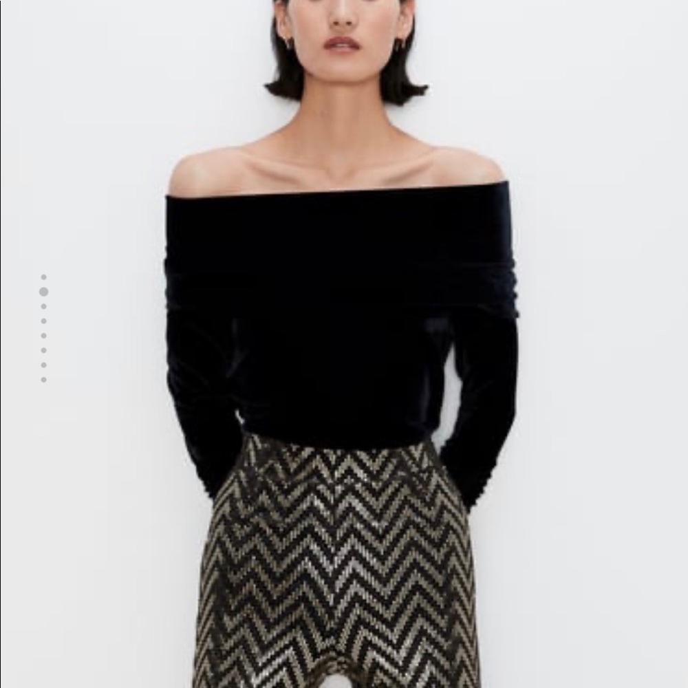 NWT Zara Velvet Off Shoulder Body Suit